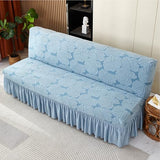 Armless Sofa Bed Cover with Skirt,Armless Futon Slipcover Stretch Jacquard Armless Sofa Cover Futon Couch Bed Cover Washable Furniture Bed Protector with Elastic Bottom,1,L