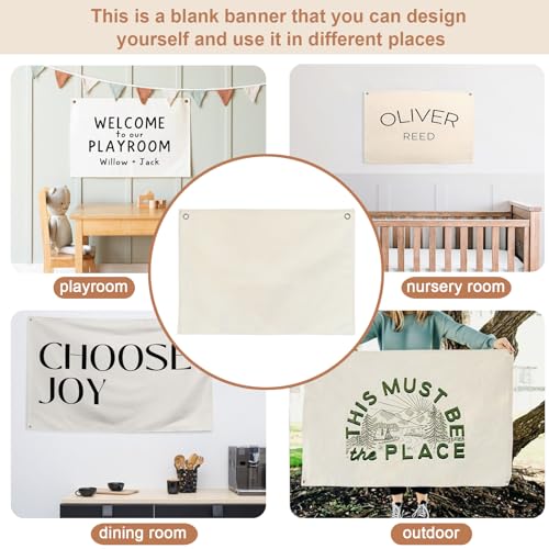 Canvas Banner Hanging Flag Banner for Nursery and Playroom Wall Décor for Kids Trendy Room Décor for Boys and Girls (Blank)
