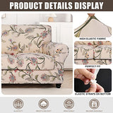 SearchI Stretch Sofa Cover Printed Couch Cover, Floral Pattern 3 Pieces Loveseat Slipcover with 2 Separate Cushion Cover, Washable Furniture Protector for Living Room(Loveseat, Yellow+Flower)