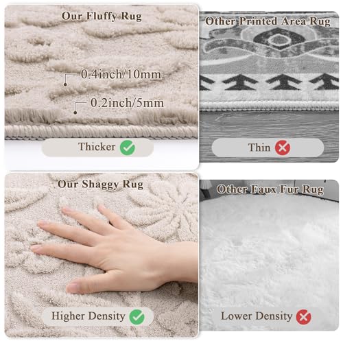 2x6 Runner Rug for Bedroom, Beige Soft Washable Hallway Mat