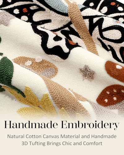 Embroidered Throw Pillow Cover, 20x20 Inch, Butterfly Moon