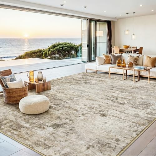 10x12 Area Rugs Washable Modern Abstract Living Room Bedroom Rug