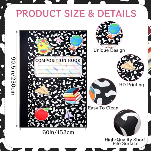 5 x 7.6 ft Large Classroom Rug Composition Notebook Carpets Soft Fluffy Pastel Play Carpet Educational Area Rug Back to School Non-Slip Learning Floor Mat Washable for Nursery Playroom Reading Corner