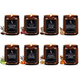Scented Candles Set, Soy Wax Candles 8 Pack 56 Oz Aromatherapy Candles Gift Set for Women Men （Vanilla/Sandalwood/Amber/Mahogany/Vetiver/Bergamot/Caramel/Whiskey）