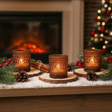12 Pack Votive Candle Holders, Amber Vintage Candles Holders for Christmas
