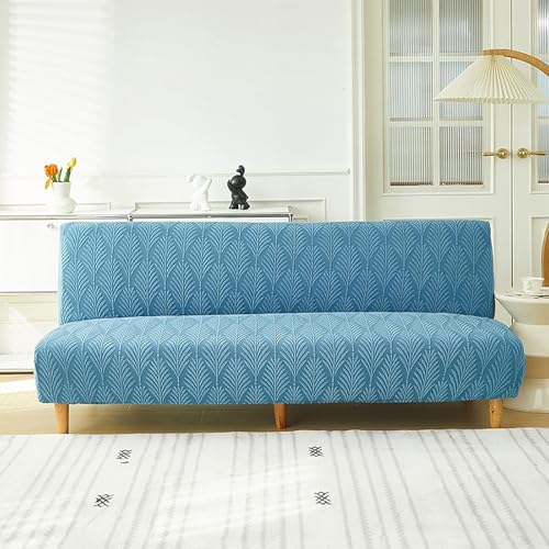 Futon Couch Cover Without Arms, Sofa Cover Armless, Futon Covers Slipcover Twin Queen Full Size, for Living Room, Bedroom (Green,Medium)