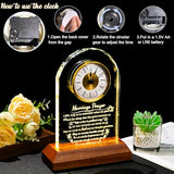 Glass Clock Wedding Gifts for Couples 2026 with Wooden Light Base, Happy Anniversary Marriage Prayer Gift with Inspiring Quotes, Unique Newlywed Mr and Mrs Gifts, Engagement Presents for Home