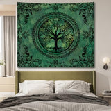 Apdidl Green Nature Tapestry for Bedroom Aesthetic, Hippie Ceiling Tree of Life Decor Tapestries Wall Hanging, Boho Bohemian Mandala y2k Art Backdrop for Dorm Living Room (51"X60")