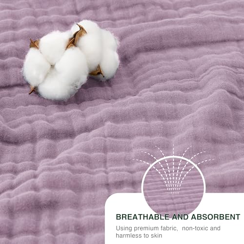 Love's cabin 100% Cotton Muslin Blanket, 6 Layer Lightweight Breathable Gauze Throw Blanket 50 x 60 Inches, Soft All Season Blanket for Couch, Bed, Sofa, Lavender