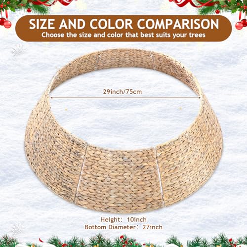 Liliful Christmas Tree Collar Woven Wicker Farmhouse Rustic Tree Skirt Basket Ring for Christmas Decorations (White,42 Inches)
