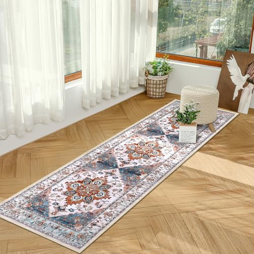 Runner Rug for Hallways Non Slip Washable Boho 2x6 Hallway Low Pile Throw Rugs Vintage Carpet Runners for Entry Way, Kitchen, Laundry Room, Bathroom