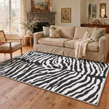 Zebra Print Rugs 5x7 Washable Area Carpet for Bedroom Living Room