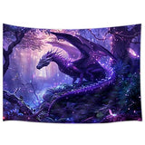 MERCHR Purple Dragon Tapestry Medieval Fantasy Animal Cool Tapestry Wall Hanging for Bedroom Aesthetic, Psychedelic Magic Forest Tree Tapestries for Living Room Dorm Decor 60x40 Inch