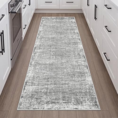 Washable Runner Rug 2x6, Runners for Hallways, Grey Kitchen Rug