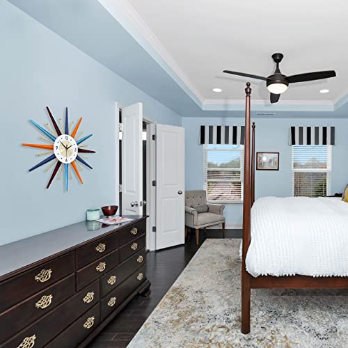 FIELDY Large Wall Clock 22 Inch Mid Century Wall Clocks Starburst Clock Non Ticking Battery Operated 3D Wall Clocks Home Décor for Living Room, Kitchen, Dining Room, Bedroom