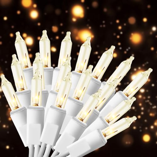 Christmas Lights,100 Count Lights with White Wire,21ft UL Certified Tree String Lights for Indoor Outdoor Christmas Decoration,Home Garden,Party Decorations (Warm White)