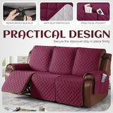 KinCam 100% Waterproof Recliner Loveseat Cover with Console X1, Recliner Couch Covers X1, Recliner Chair Covers X1(Burgundy)
