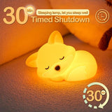 Fox Night Light, LED Squishy Novelty Animal Lamp, Food Grade Silicone, 2 Level Dimmable, Nursery Nightlight for Desk Decor, Funny Gifts Stuff for Boys Girls Baby, White Elephant Gifts