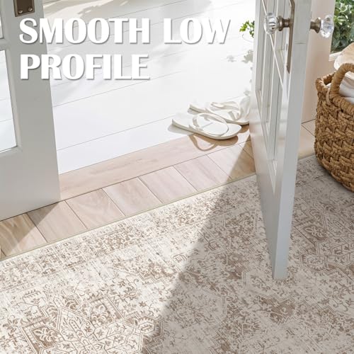 3x9 Washable Hallway Runner Rug: Wide Non Slip Soft Indoor Rugs Ivory Beige