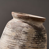 SIDUCAL Ceramic Rustic Vase, Whitewashed Terra Cotta Vase, Distressed Farmhouse Décor, Pottery Decorative Flower for Home Decor, Table, Living Room Decor, Shelf, Mantel, 7.3 Inch, Fired Terra Clay