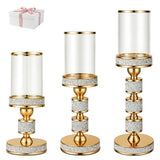 Hurricane Candle Holder, 15.9" Tall Metal Candle Stand, Glass Pillar Holder