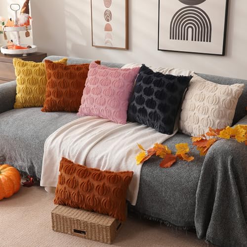 DFXSZ Fall Pillow Covers 20x20 2Pcs Pink Pumpkin Fall Decorations for Home
