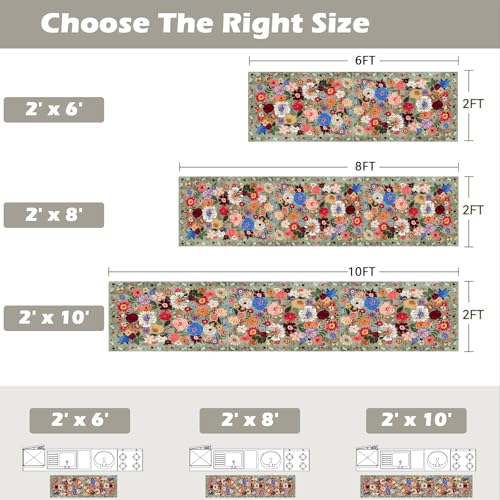 Floral Hallway Runner Rug 2x6 for Bedroom Kitchen