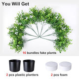 Fake Plants Artificial Flowers for Outdoors Decor, 2 Pack Fake Potted Plants Baby Breath With Green Eucalyptus Look Real UV Resistant Artificial Greenery with Pot for Outside Porch Garden Patio Yard