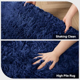 Shag Area Rugs for Bedroom Living Room,4X6 Ultra Soft Fluffy Area Rugs for Dorm,Indoor Carpet Plush Rugs for Home Decor, Navy Blue