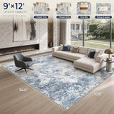 9x12 Area Rug for Living Room Washable Abstract Indoor Carpet