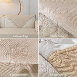 Cotton Quilted Dog Couch Cover for Sofa Farmhouse Rustic Embroidery Sectional Couch Cover Soft Anti-Slip Sofa Slipcover Furniture Protector for Kids, Pets (Khaki,28"x28")