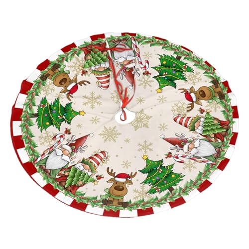 Santa Claus Gnome Christmas Tree Skirt 36" for Xmas Halloween New Year Holiday Party Home Tree Mat Decor Ornaments Decoration