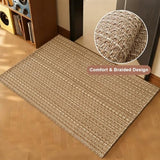 Tan Brown Boho Braided Entryway Rug 2x3 ft,Solid Indoor Small Area Doormat