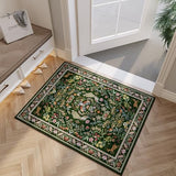 Rugcomf Door Mat 2x3 Small Area Rug Floral Washable Non Slip, Emerald Green