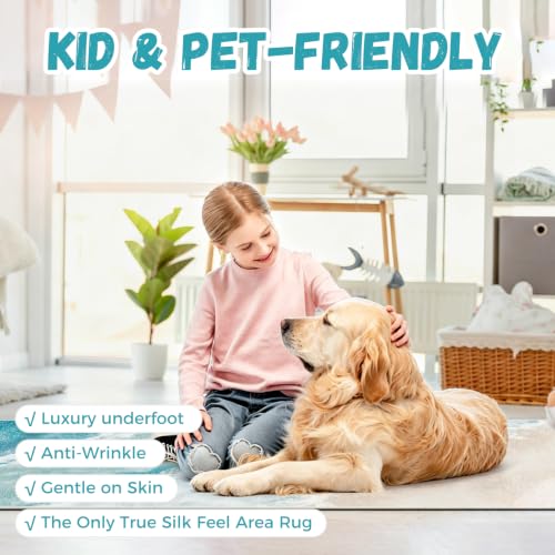 Beach Pattern 2.6x10ft Runner Rug Non Slip Washable Kitchen Runner Rug with Rubber Backing，Low-Pile Soft Washable Runner Rugs for Hallway Entryway Kitchen Bedroom Living Room Bathroom