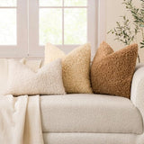 Foindtower Decorative Fuzzy Faux Fur Throw Pillow Covers 20x20 Light Yellow
