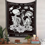 Naykow Skull Tapestries Black and White Skeleton Gothic Grunge Dark Witchy Wall Hanging Decor Tapestry for Bedroom Aesthetic Alt Room (30x40 inches vertical)