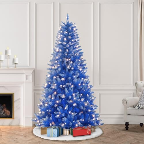 Puleo International Pre-Lit 6.5' Artificial Christmas Tree with 300 Lights, Blue