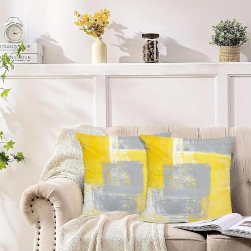 Throw Pillow Covers for Couch, 20x20 Inch, 2 Pack, Grey Yellow