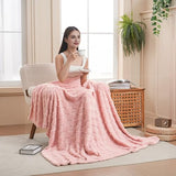 Pink Fleece Throw Blanket for Couch Sofa 50”x60” with Diamond Checkered | Microfiber Flannel, Lightweight Plush Soft Cozy, Gifts for Women Mom