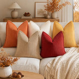 decorUhome Fall Corduroy Rust Throw Pillow Covers 18x18 Set of 2