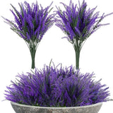 RAINFLOW Artificial Lavender Flowers - 8 Pcs Faux Lavender Plant Artificial Fake Plastic Purple Flowers for Home Room Window Wedding Garden Table Centerpieces Vase Outdoors Indoor Decor