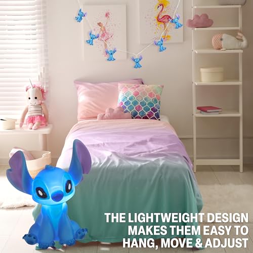 Disney Stitch LED String Lights for Kids, Teens, Adults, 10 Battery Operated Indoor 59” Fairy Lights, Room Decor Lighting, Gifts for Kids (Blue Stitch)