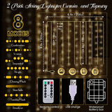 Tuanse 195 LED Curtain Tapestry Lights Backdrop String Lights, 6.5 x 5 Feet Hanging Fairy Curtain Light with 8 Lighting Modes and Remote for Bedroom Window Wall Indoor Outdoor Graduation Decor 1 Pack