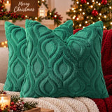 decorUhome Faux Fur Plush Soft Green Throw Pillow Covers 20x20 Set of 2