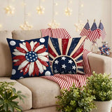 Hexagram 4th of July Pillow Covers 18x18 Patriotic Throw Pillow Covers July 4th Decorations American Flag Set of 4 Decor Star Independence Memorial Day Home Decor