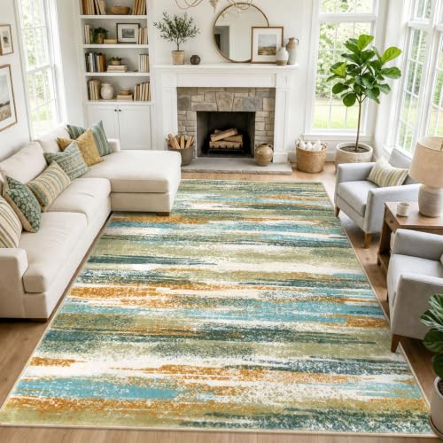 Modern Abstract 9x12 Area Rugs for Living Room Non Slip Bedroom Rug