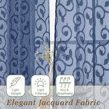 Dusty Blue Sheer Curtains 84 Inches Long 2 Panels Set for Bedroom Living Room, Soft Solid Airy Elegant Geometric Jacquard Clip Light Filtering Curtains Drapes, 2Pcs Total Wide 84" Inch