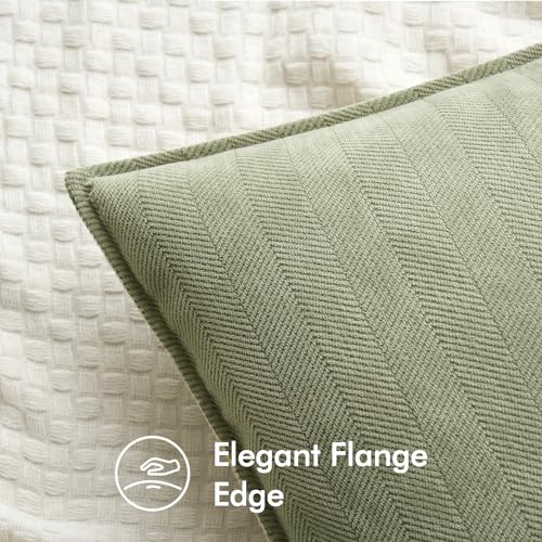 MIULEE Pack of 2 Sage Green Decorative Pillow Covers 20x20 Inch Soft Chenille Luxurious Couch Throw Pillows Farmhouse Cushion Covers with Elegant Design for Sofa Bedroom Living Room Summer Home Decor