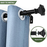 BRIOFOX BLACK Curtain Rods for Windows 48 to 84 Inch Adjustable Length 1 Inch Diameter Heavy Duty Window Curtain Rods for Indoor Ourdoors With Classic Square Finials